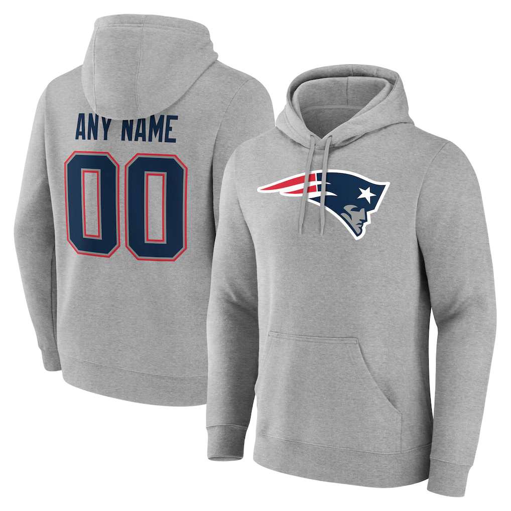 Kamcf Custom NE.Patriots Gray Team Authentic Personalized Name & Number Hoodie Stitched Jerseys