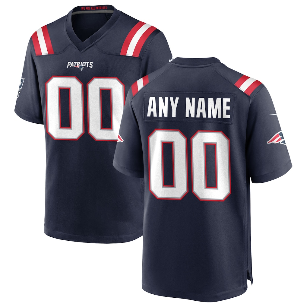 Kamcf Custom NE.Patriots  Navy Custom Game Stitched Jerseys