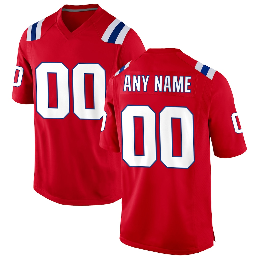 Kamcf Custom NE.Patriots  Red Alternate Stitched Jerseys