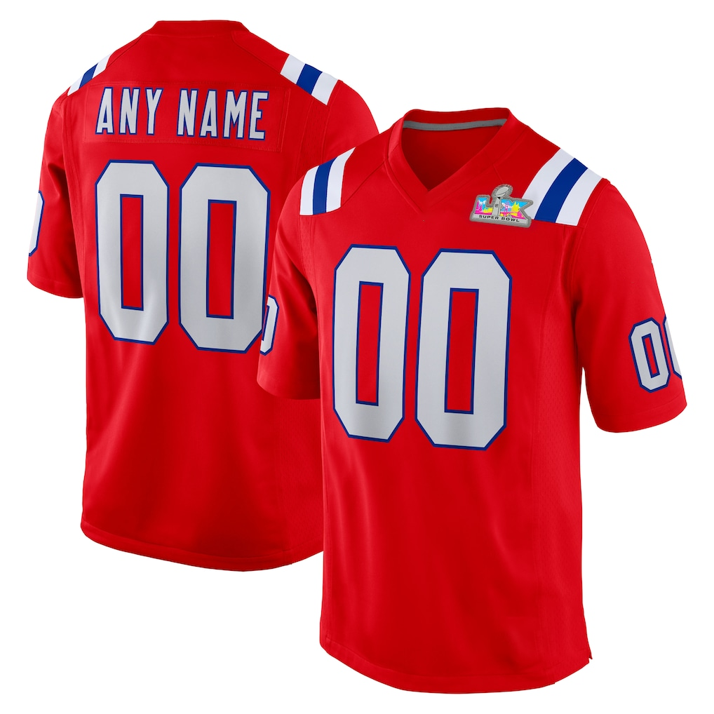 Kamcf Custom NE.Patriots  Red Super Bowl LX Patch Game Jersey Stitched Jerseys