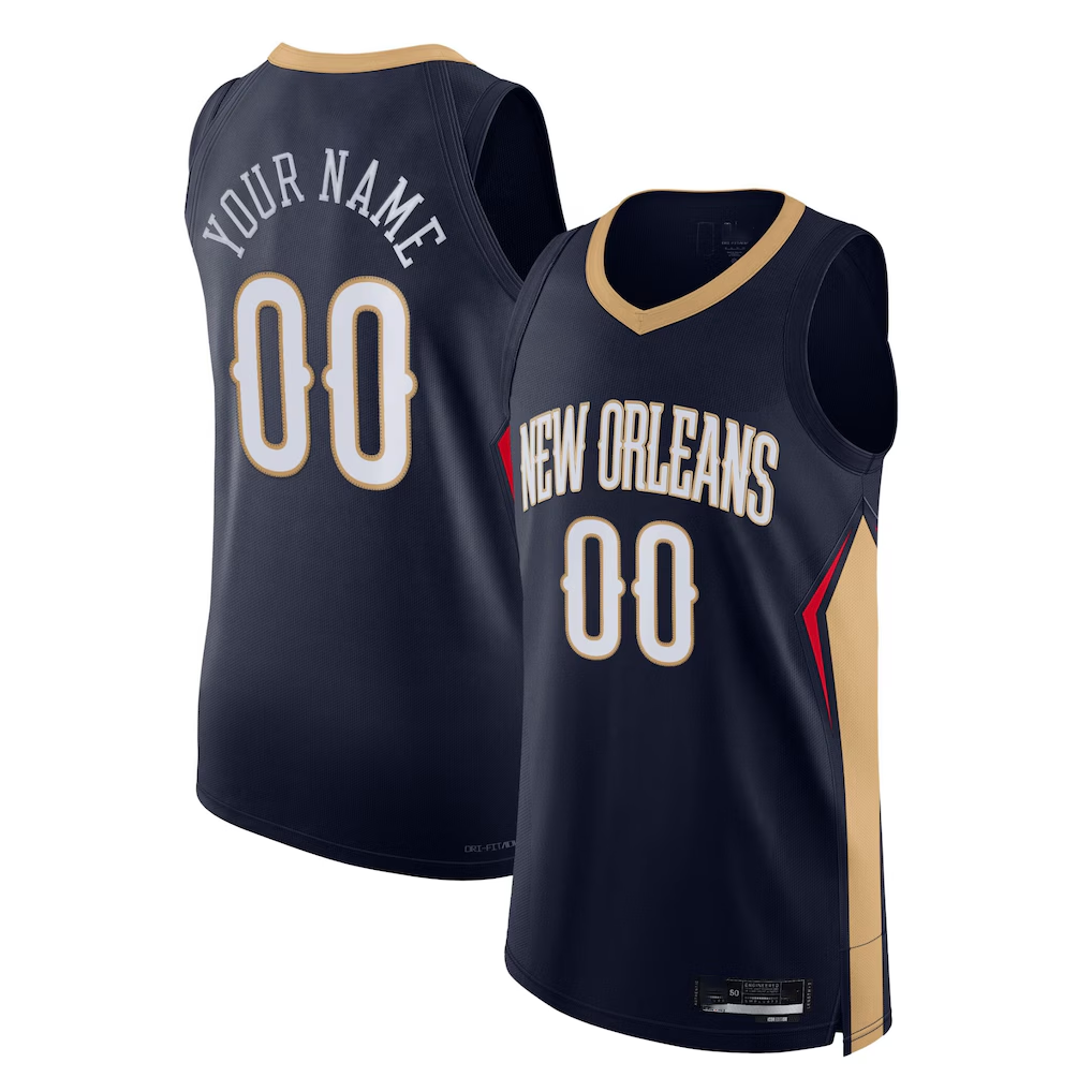 Kamcf Custom NO.Pelicans Navy 202122 Diamond Authentic Stitched Jerseys- Icon Edition