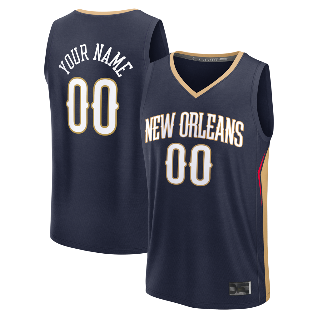 Kamcf Custom NO.Pelicans Navy Fast Break Stitched Jerseys- Icon Edition
