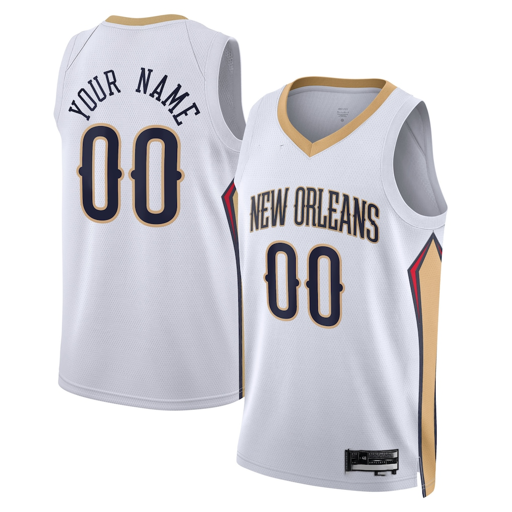 Kamcf Custom NO.Pelicans White Swingman Stitched Jerseys- Association Edition