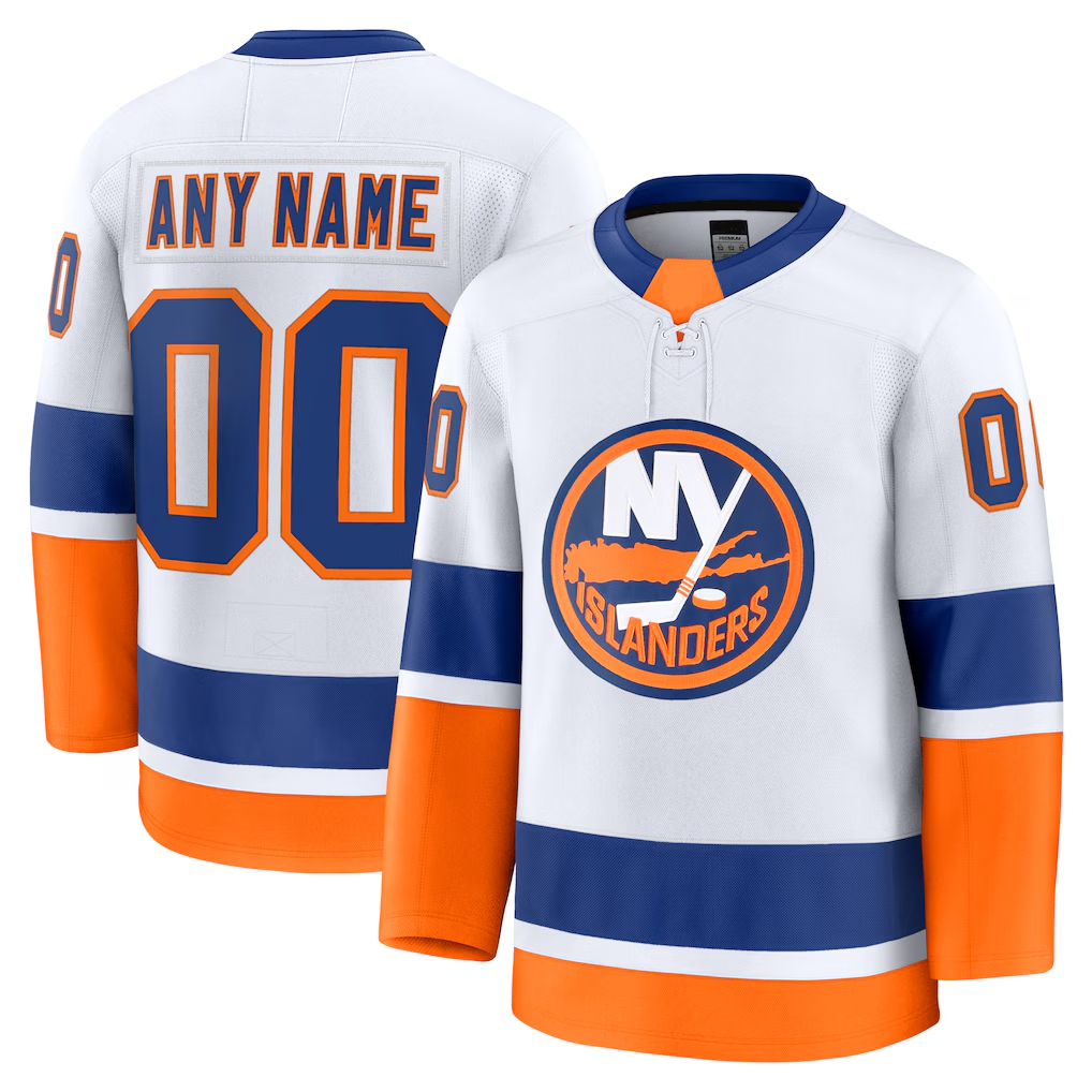 Kamcf Custom NY.Islanders White Away Premium Jerseys