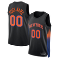 Kamcf Custom NY.Knicks Black Swingman Jerseys - Statement Edition