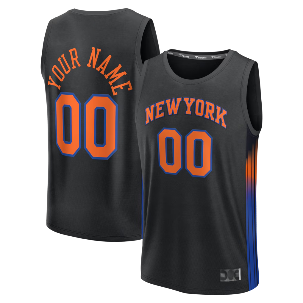 Kamcf Custom NY.Knicks Black Fast Break Jerseys - Icon Edition