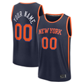 Kamcf Custom NY.Knicks Navy Fast Break Jerseys - Statement Edition