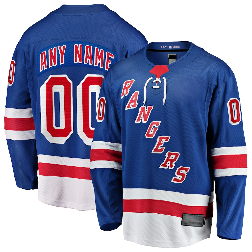 Kamcf Custom NY.Rangers Blue Home Breakaway Jerseys