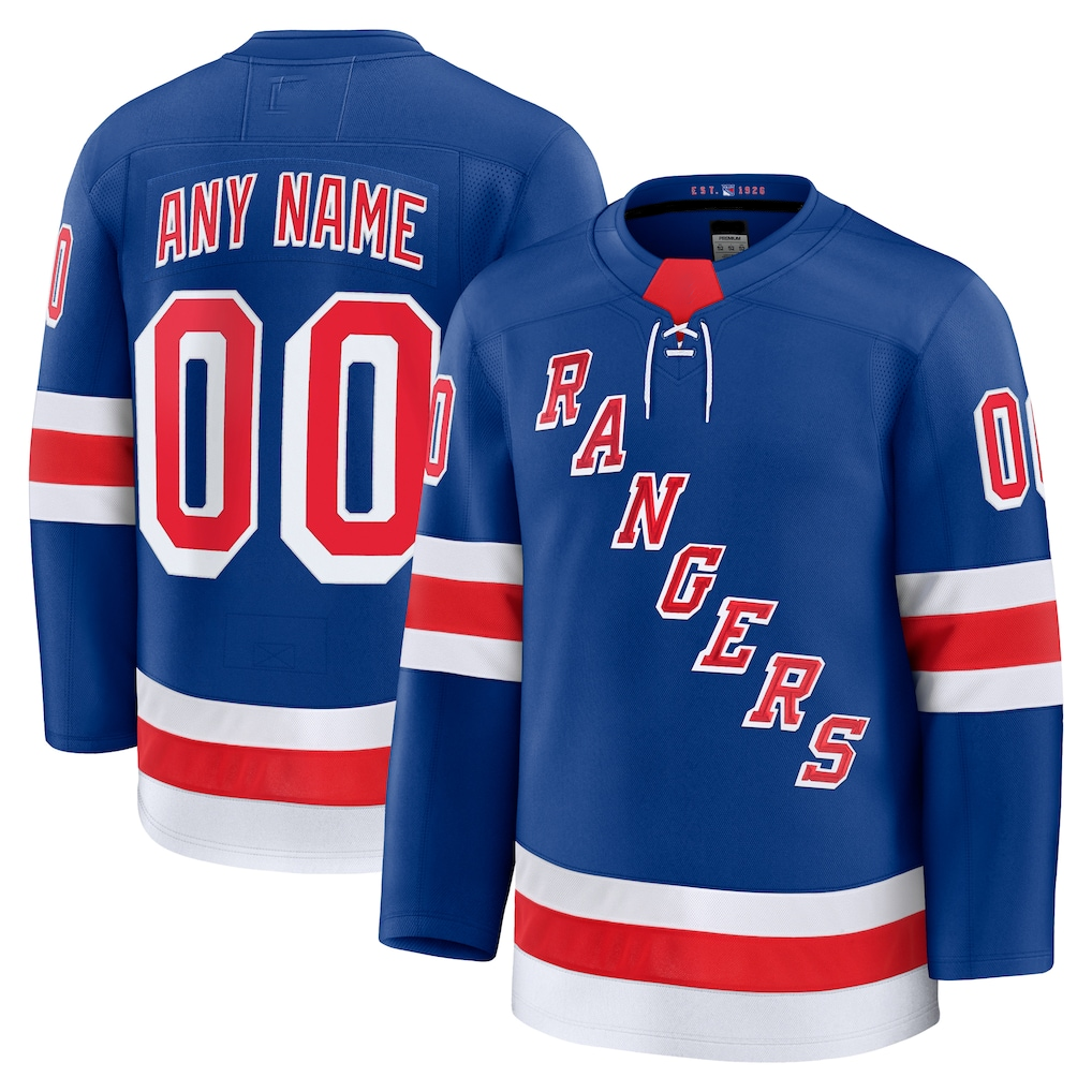 Kamcf Custom NY.Rangers Royal Home Premium Jerseys