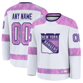 Kamcf Custom NY.Rangers White 2024 Hockey Fights Cancer Practice Jerseys