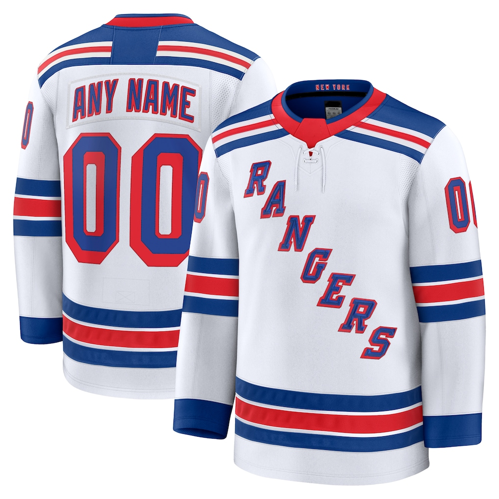 Kamcf Custom NY.Rangers White Away Premium Jerseys