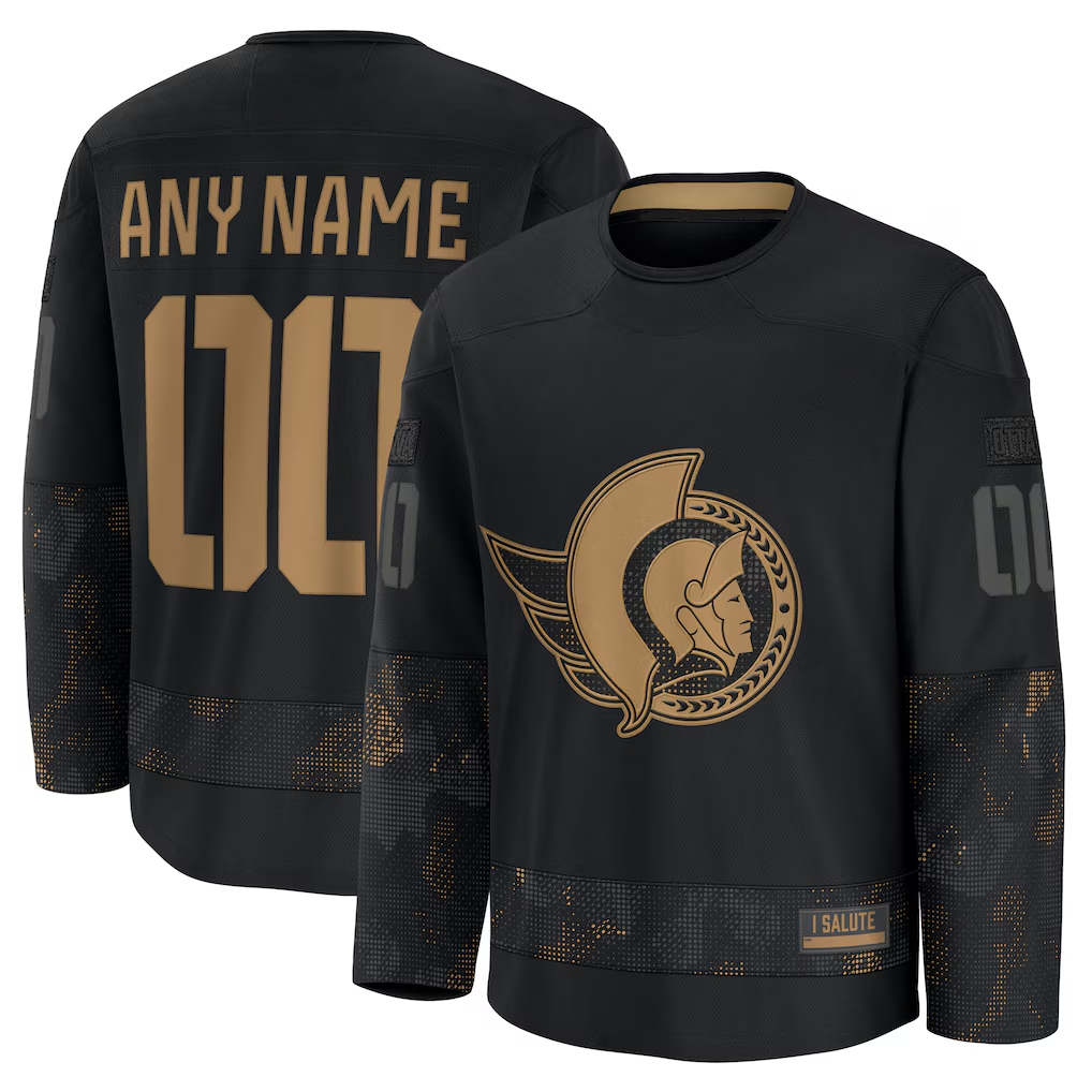 Kamcf Custom O.Senators Black 2024 Military Appreciation Practice Jerseys