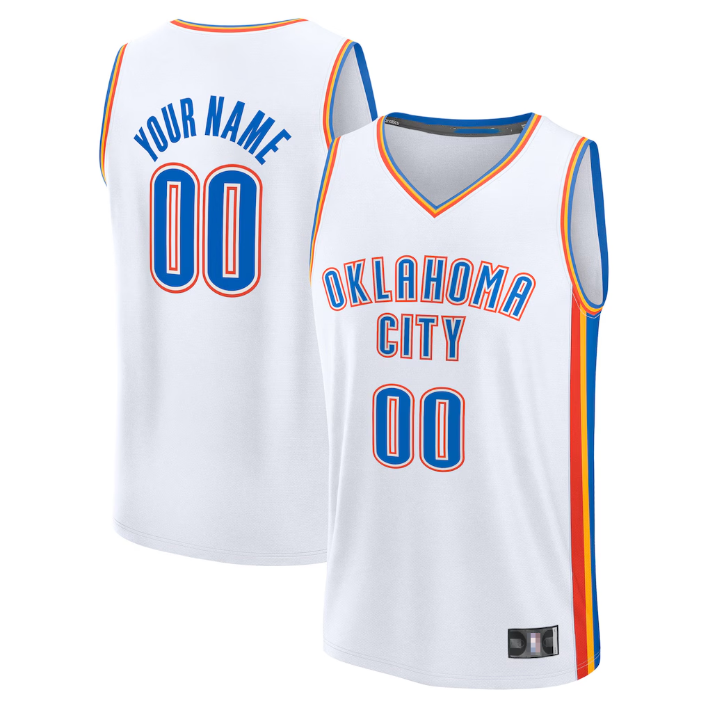 Kamcf Custom OC.Thunder White Fast Break Stitched Jerseys- Association Edition