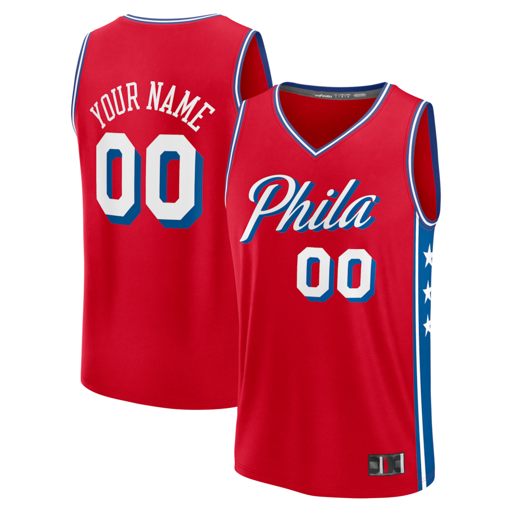 Kamcf Custom P.76ers Fanatics Red Fast Break Jerseys - Icon Edition