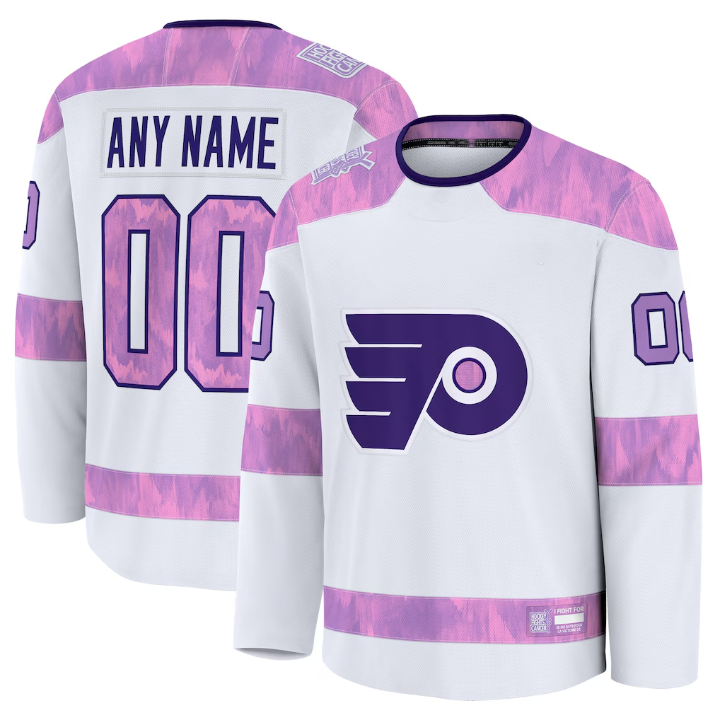 Kamcf Custom P.Flyers White 2024 Hockey Fights Cancer Practice Jerseys