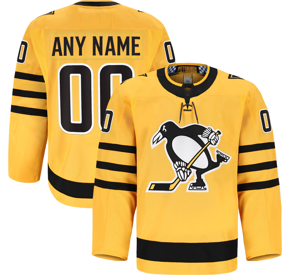 Kamcf Custom P.Penguins Gold Alternate Authentic Pro Jerseys