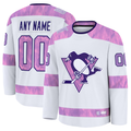 Kamcf Custom P.Penguins White 2024 Hockey Fights Cancer Jerseys
