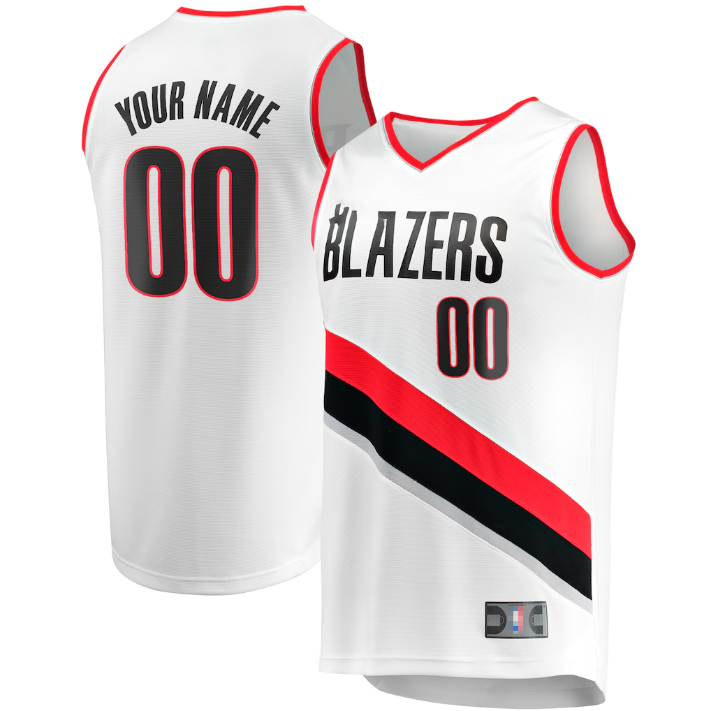 Kamcf Custom PT.Blazers White Fast Break Replica Stitched Jerseys - Association Edition