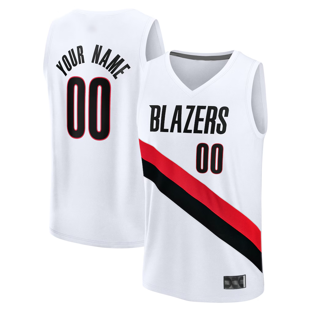 Kamcf Custom PT.Blazers White Fast Break Replica Stitched Jerseys - Association Edition