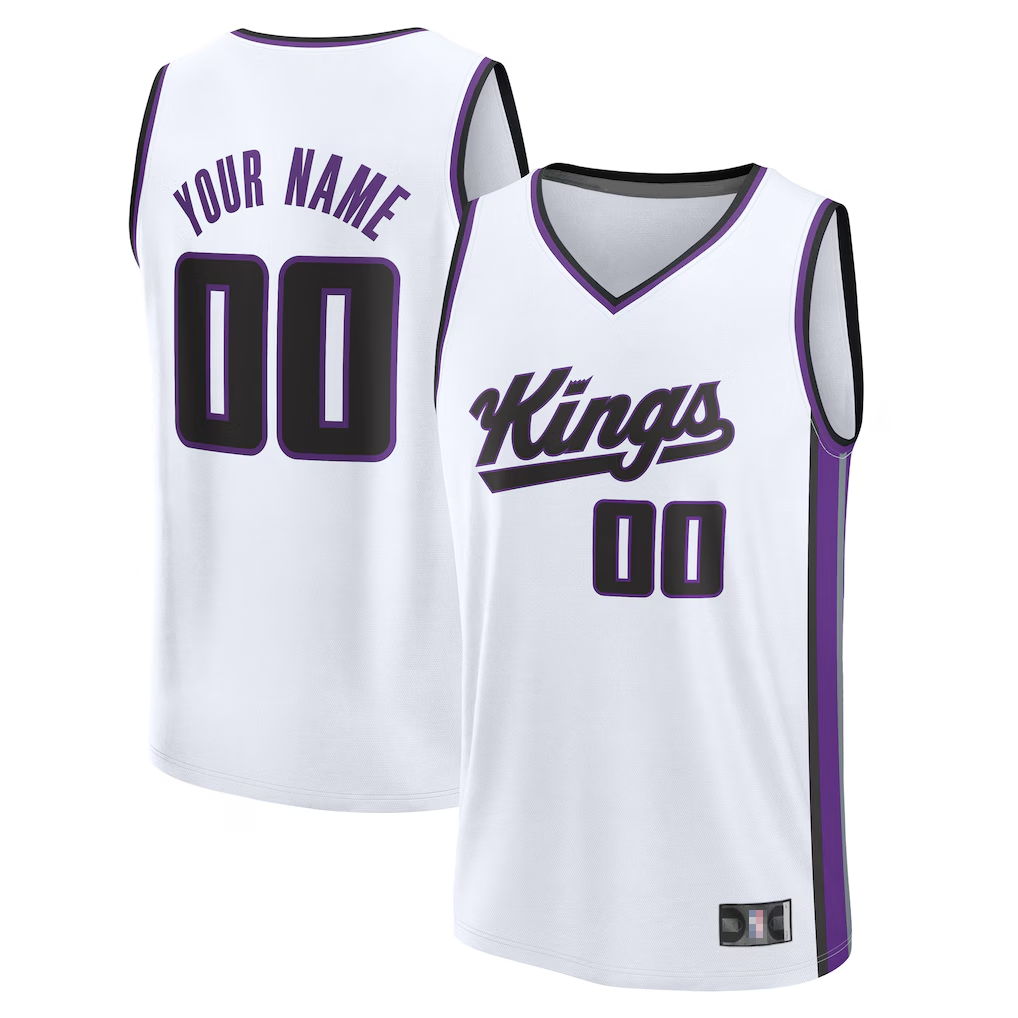Kamcf Custom S.kings White Fast Break Stitched Jerseys - Association Edition