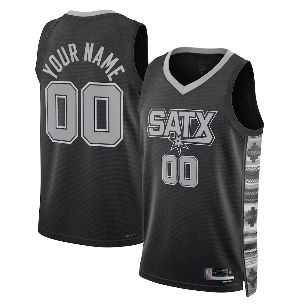 Kamcf Custom SA.Spurs Black 202223 Swingman Stitched Jerseys - Statement Edition