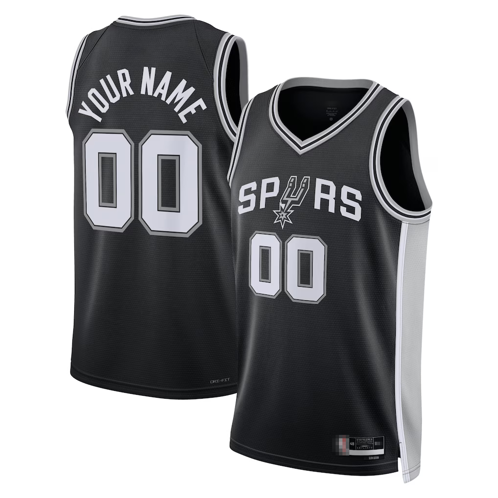 Kamcf Custom SA.Spurs Black Fast Break Replica Stitched Stitched Jerseys - Icon Edition