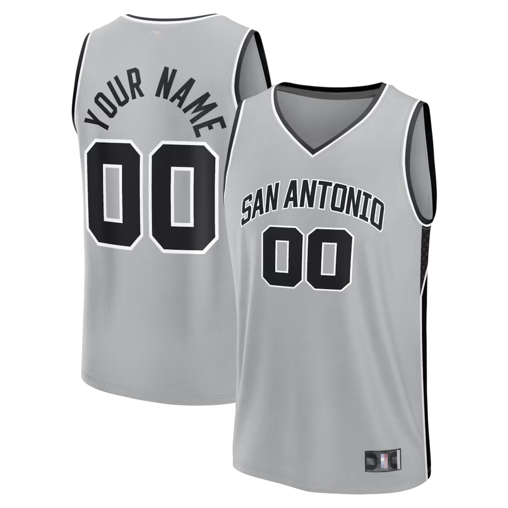 Kamcf Custom SA.Spurs Silver Fastbreak Stitched Jerseys- Statement Edition