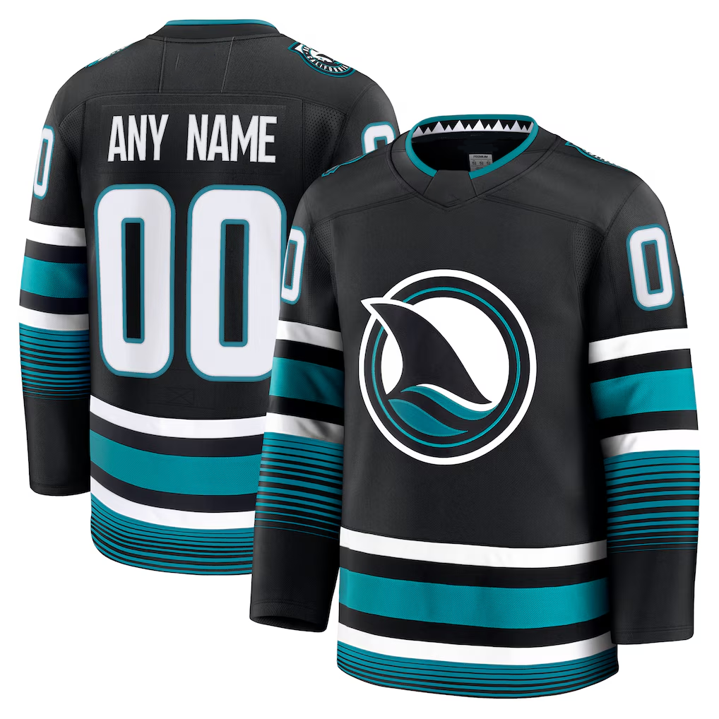 Kamcf Custom SJ.Sharks Black Alternate Premium Jerseys