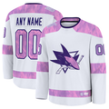 Kamcf Custom SJ.Sharks White 2024 Hockey Fights Cancer Practice Jerseys