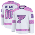 Kamcf Custom SL.Blues White 2024 Hockey Fights Cancer Practice Jerseys