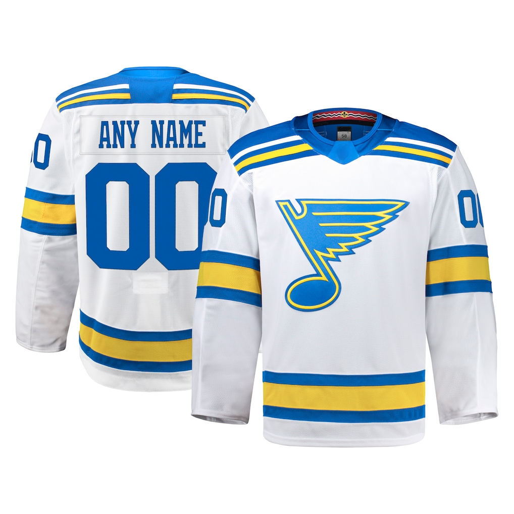Kamcf Custom SL.Blues White Away Authentic Pro Jerseys