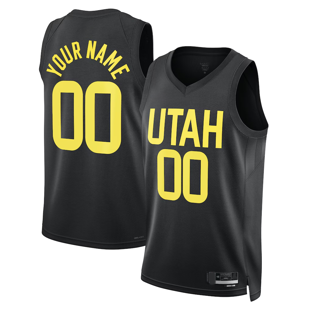 Kamcf Custom U.Jazz Black 202223 Swingman Stitched Jerseys- Statement Edition