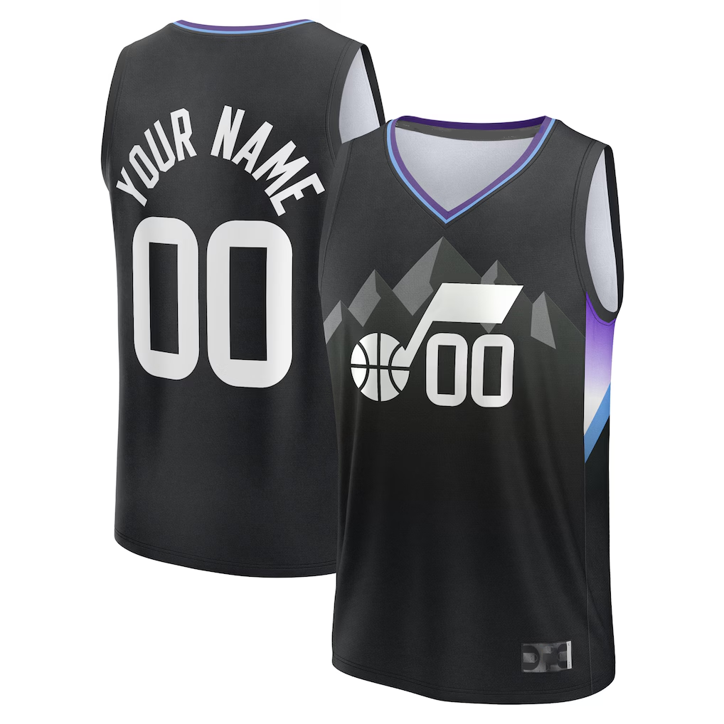 Kamcf Custom U.Jazz Black Fast Break Stitched Jerseys - Statement Editio