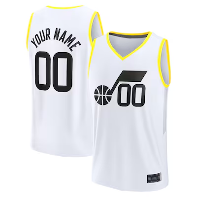 Kamcf Custom U.Jazz White Fast Break Replica Stitched Jerseys - Association Edition -1