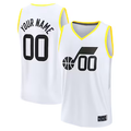 Kamcf Custom U.Jazz White Fast Break Replica Stitched Jerseys - Association Edition -1