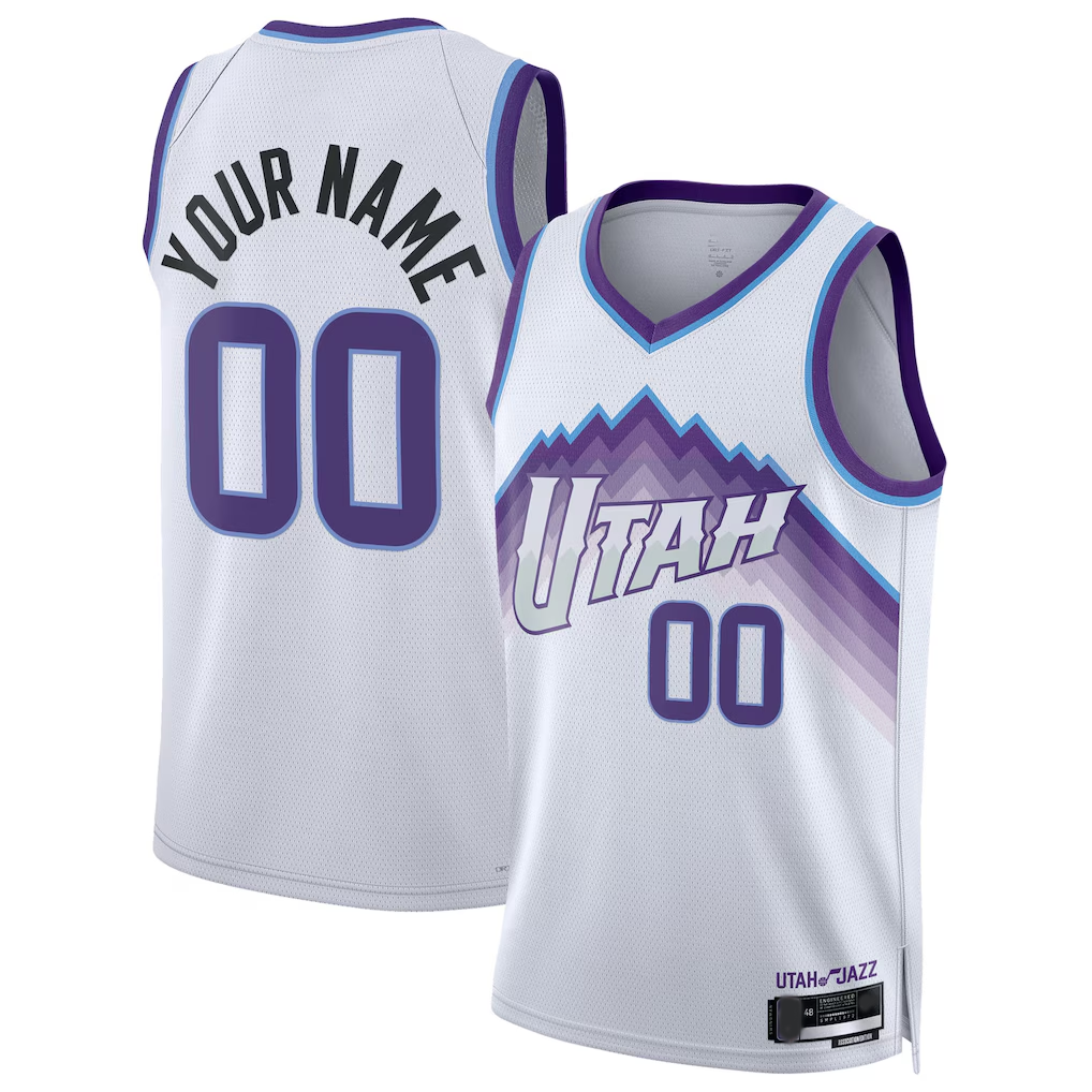 Kamcf Custom U.Jazz White Swingman Stitched Jerseys - Association Edition