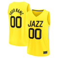 Kamcf Custom U.Jazz Yellow Fast Break Replica Stitched Jerseys - Icon Edition