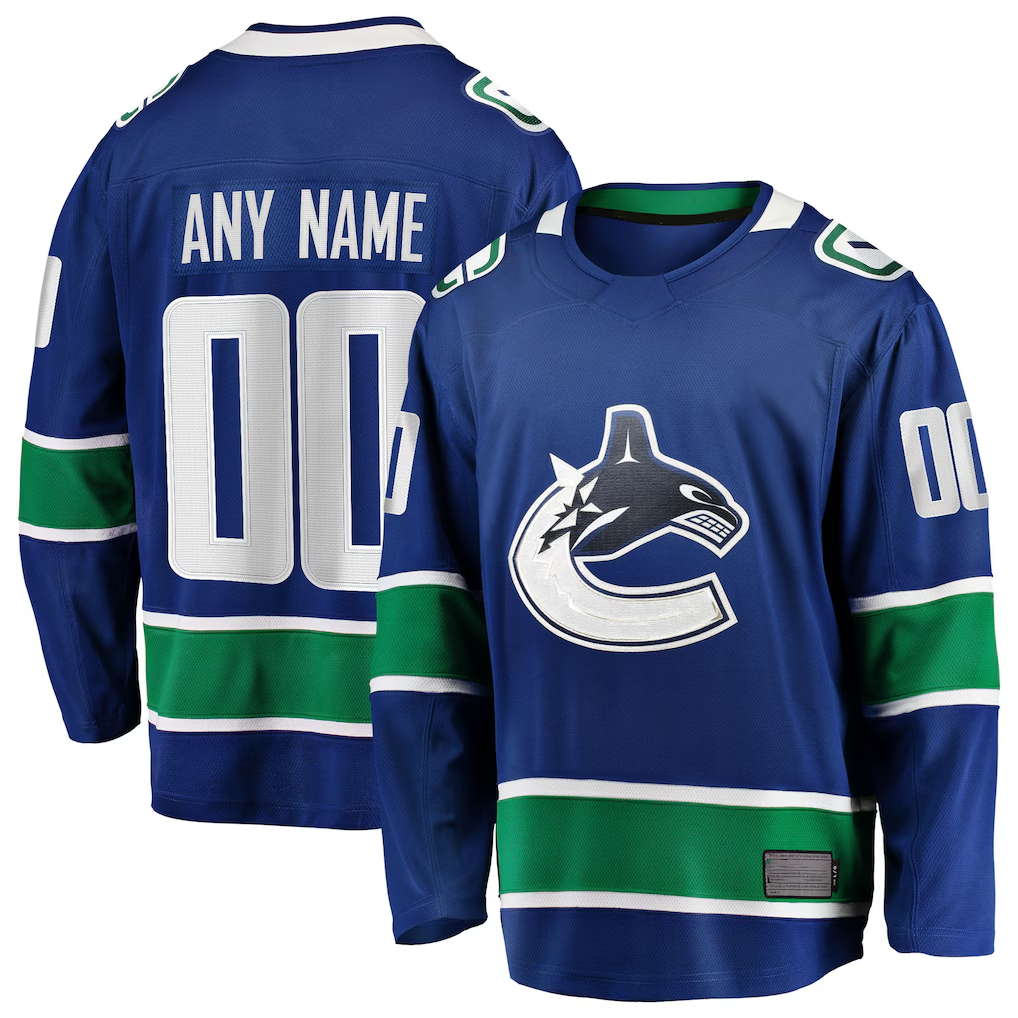 Kamcf Custom V.Canucks Blue Home Team Breakaway Jerseys