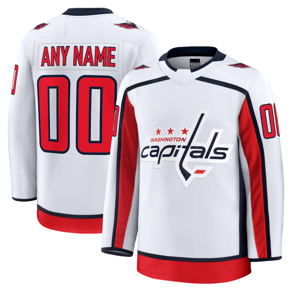 Kamcf Custom W.Capitals White Away Premium Jerseys