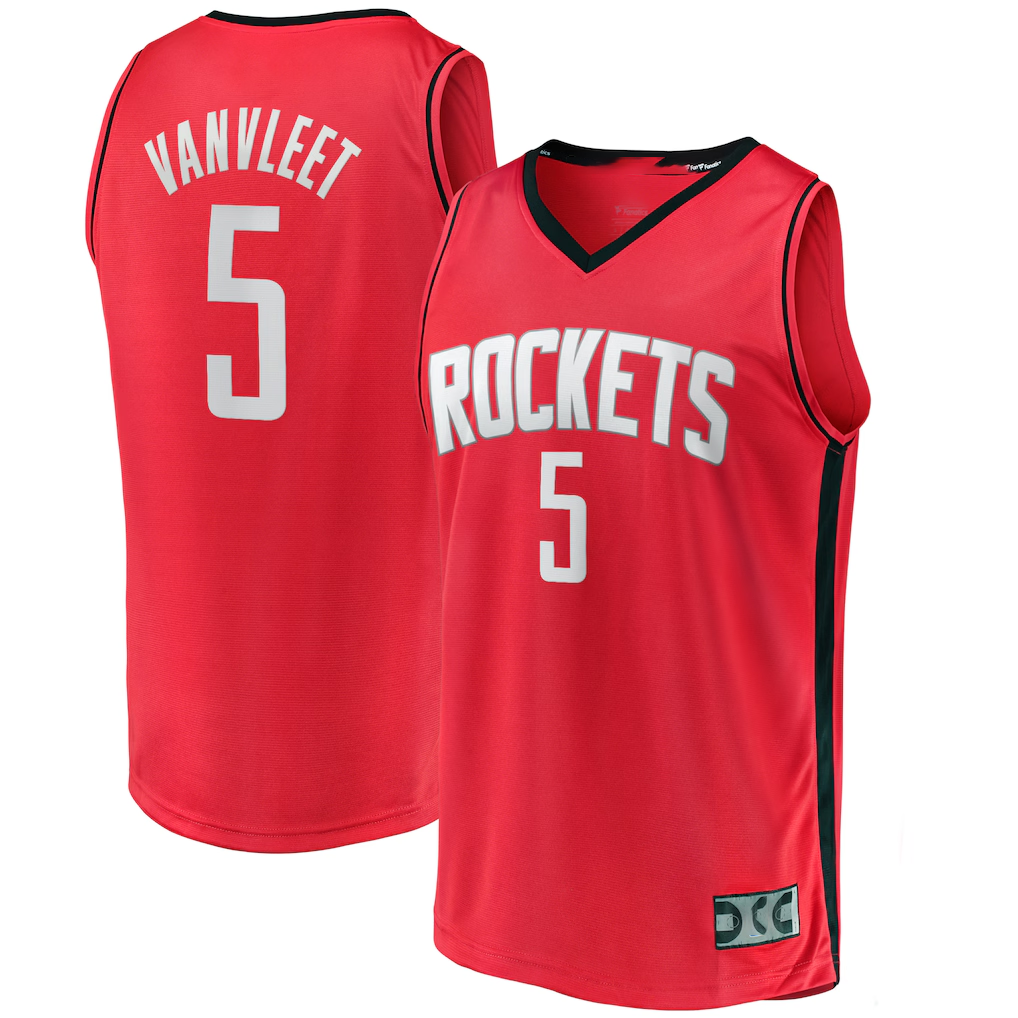 Kamcf H.Rockets #5 Fred VanVleet Red Fast Break Replica Player Stitched Jerseys- Icon Edition
