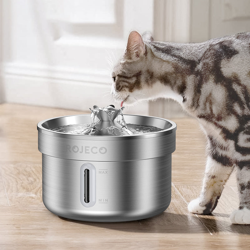 ROJECO Stainless Steel Pet Drinking Fountain Automatic Cat Water Fountain Smart Pet Water Dispenser for Dog Cat Drinking Supply