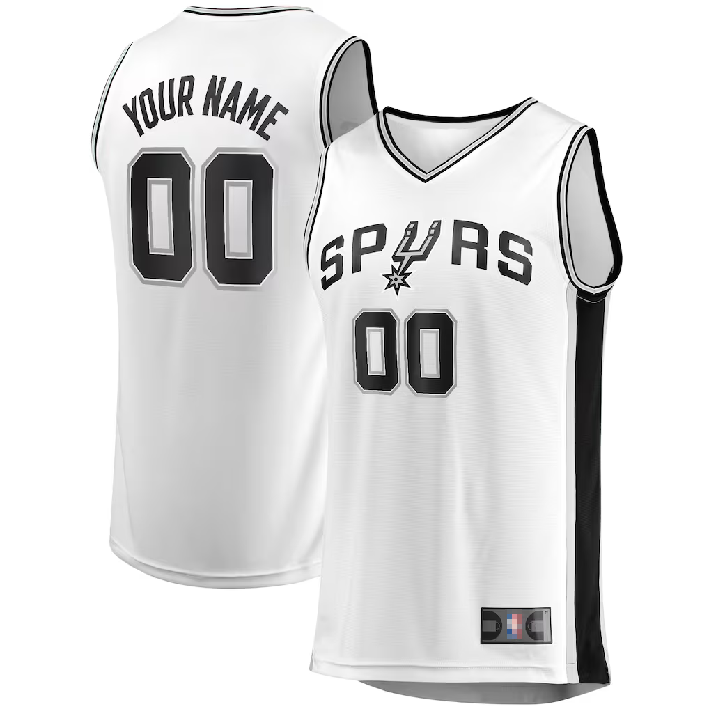 Kamcf Custom SA.Spurs White Fast Break Replica Stitched Jerseys- Association Edition