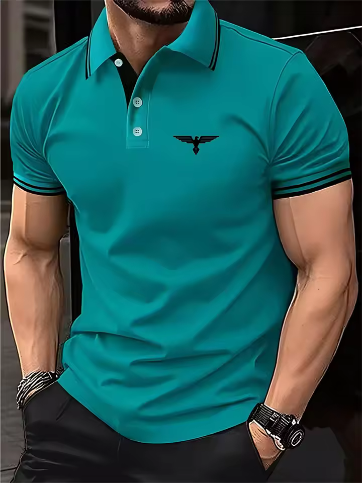 Simple Fashion Contrast Color Polo Shirts For Men Summer Casual Short Sleeve 3D Printed Polo Shirt Loose Breathable Basic Tees