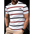 Simple Fashion Striped Graphic T Shirts For Men Summer Casual Short Sleeve 3D Printed T-shirts Loose Breathable Daily Wear Tees