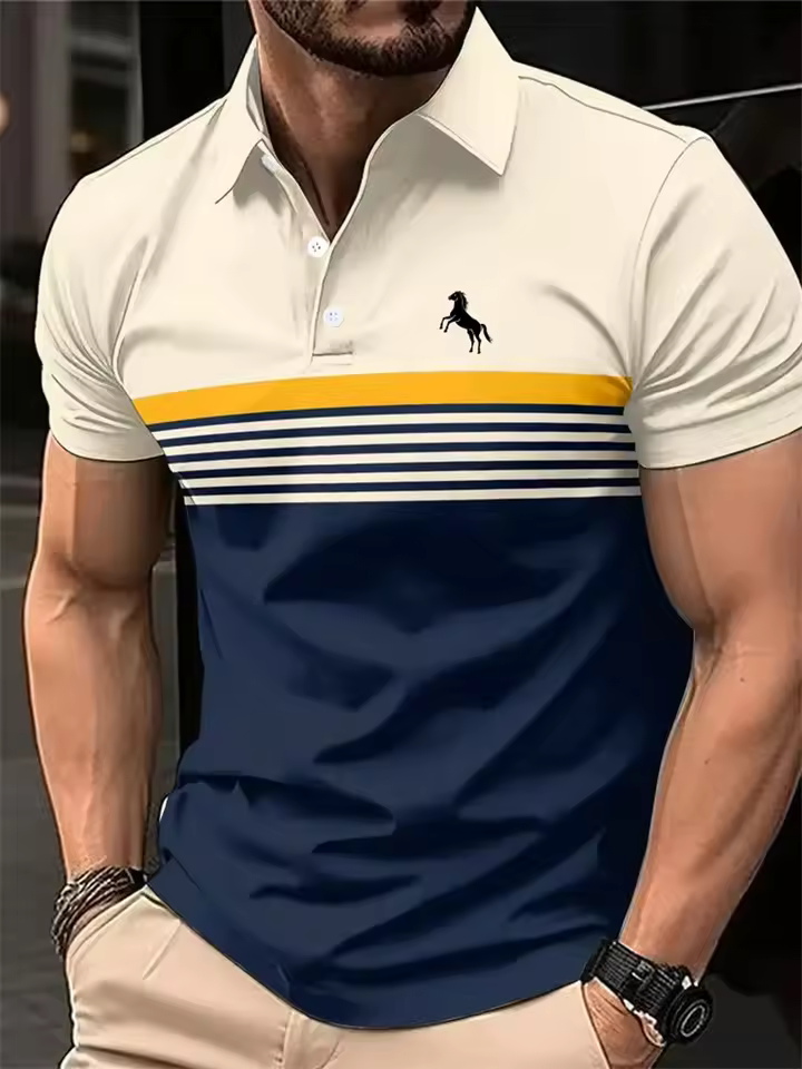 Simple Horse Stripe Graphic Polo Shirts For Men Trend Summer Personality 3D Printed Polo Shirt Cool Streetwear Oversized Tops