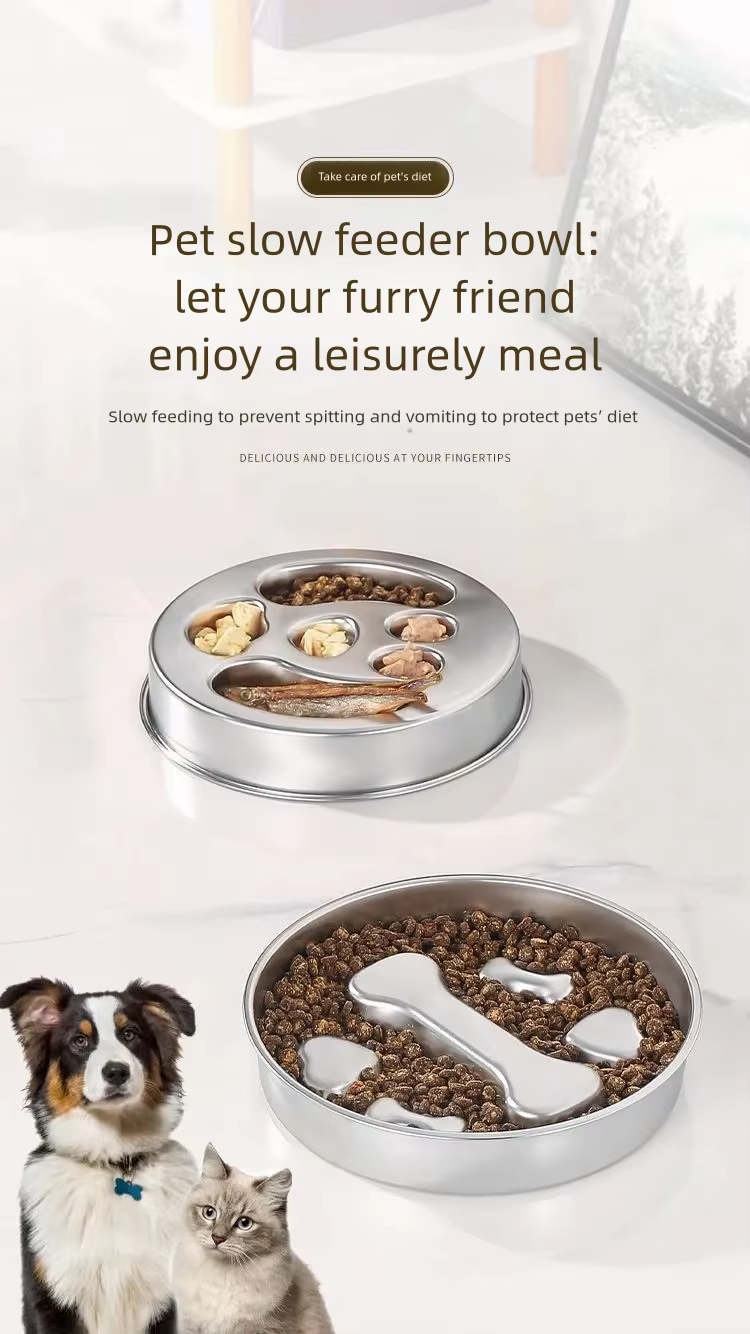 Raised Adjustable Height Dog Feeder Elevated Double Stainless Steel Pet Food Water Bowl Non‑Slip Base Anti‑Spill Design Ergonomic Dog Bowl Stand With Slow‑Feed Bowl For Small Medium Large Dogs Daily Feeding Supplies